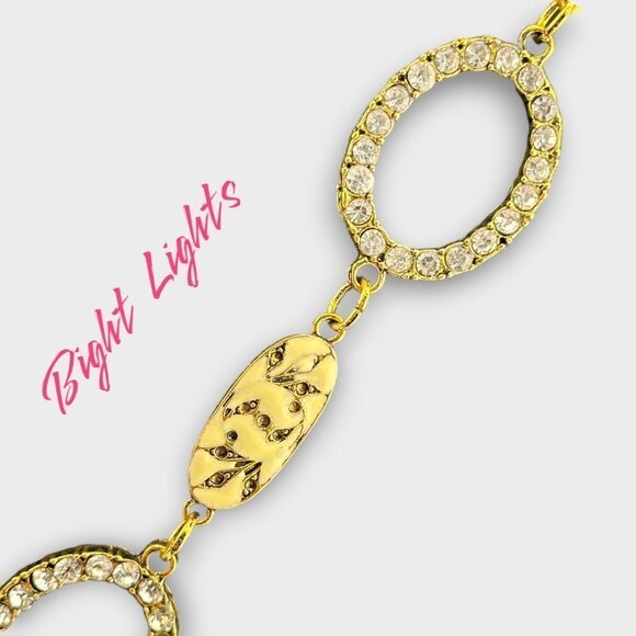 Vintage Handmade Women's Enamel and Rhinestone Link Necklace NEW - Picture 7 of 11